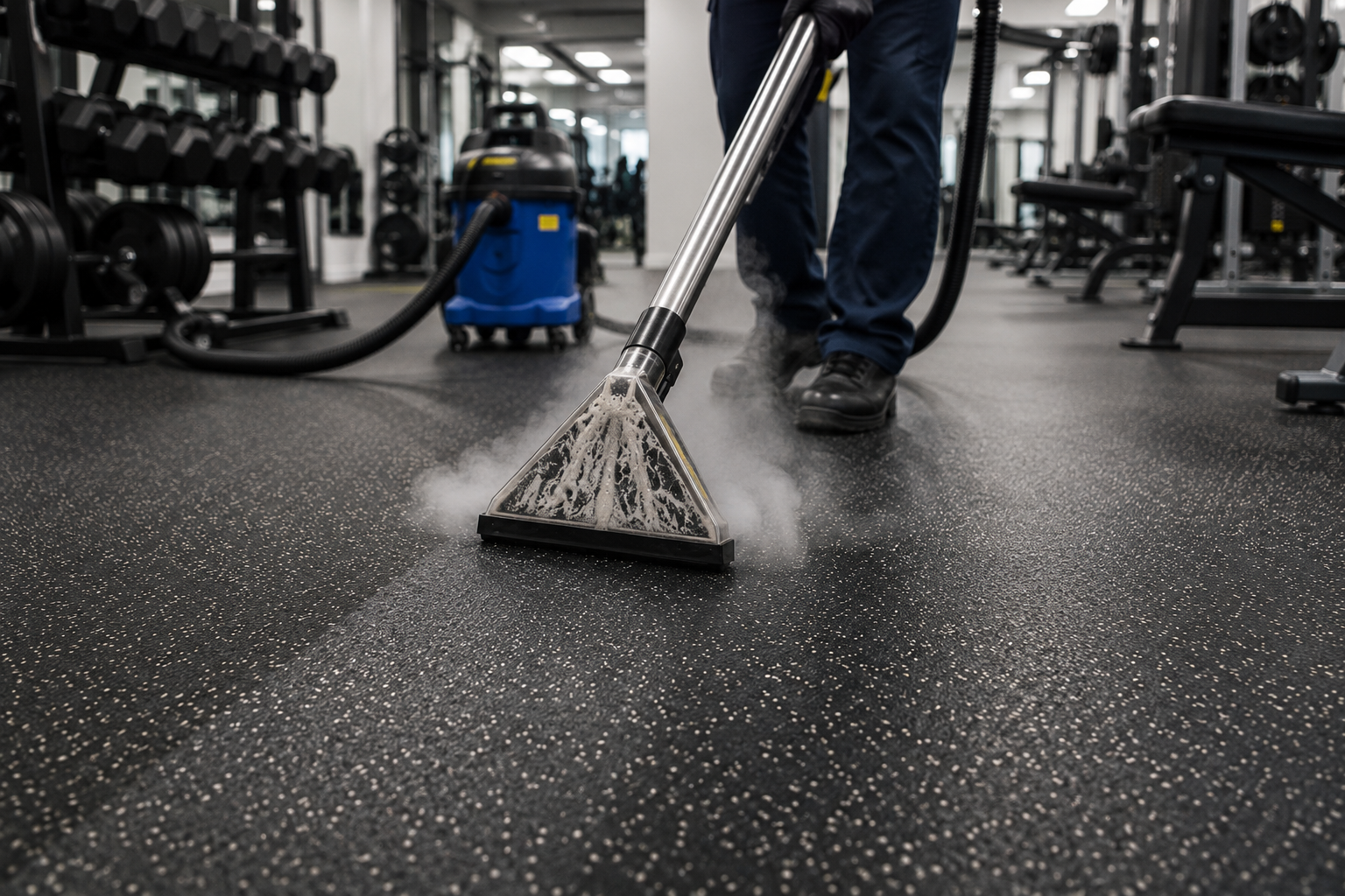 Steam cleaning in progress